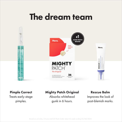Mighty Patch Original from Hero Cosmetics - Hydrocolloid Acne Pimple Patch for Zits and Blemishes, Spot Treatment Stickers for Face and Skin, Vegan and Cruelty Free (36 Count)