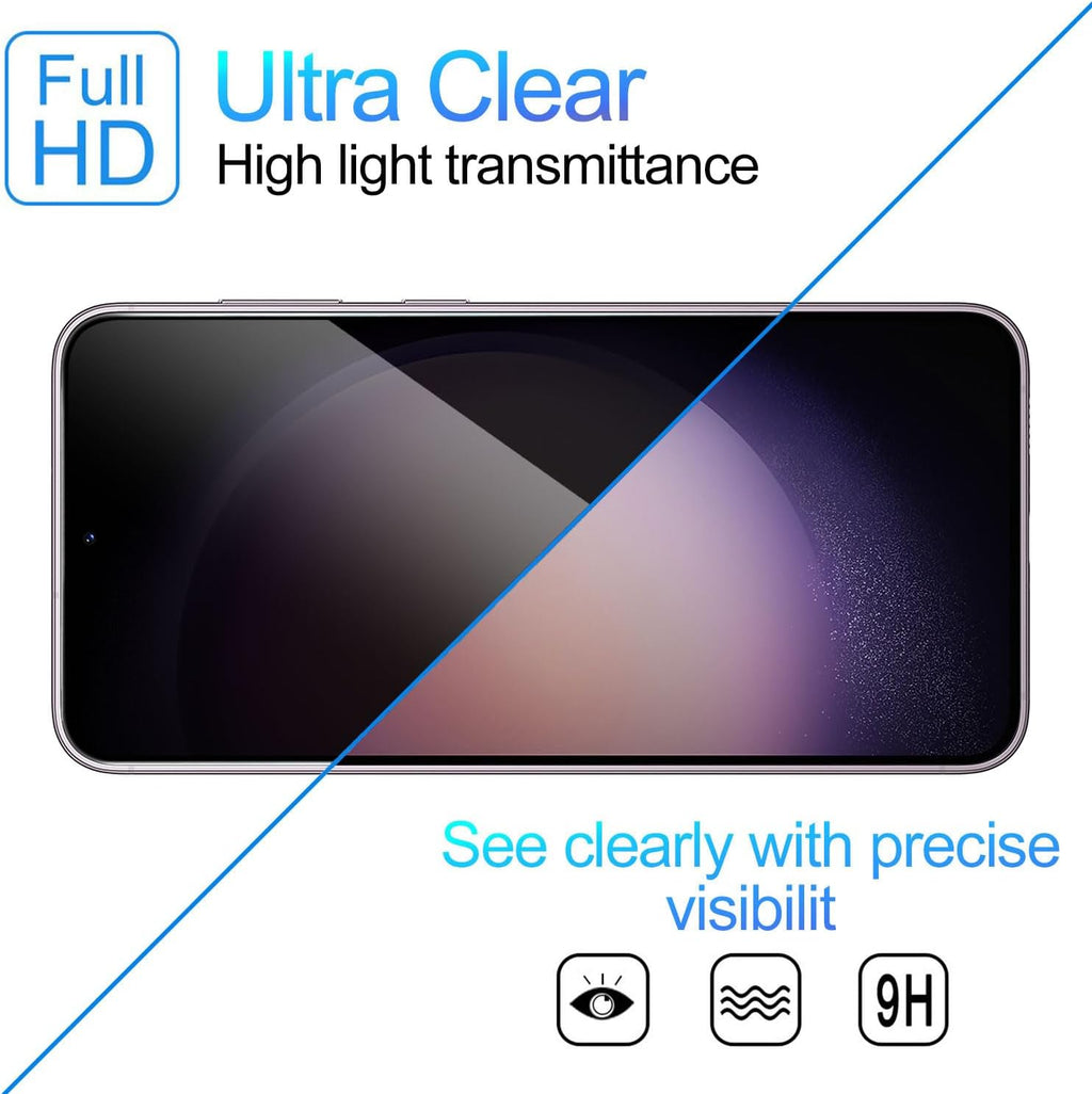 2 Pack Privacy Screen Protector for Samsung Galaxy S23 [Anti-Spy Tempered Glass] [Fingerprint Unlock Support], Anti-Scratch, Bubble-Free, Easy Install 9H Protective Glass for Galaxy S23