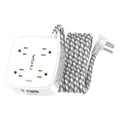 6 Ft Surge Protector Power Strip - 8 Widely Outlets with 4 USB Ports, 3 Side Outlet Extender with 6 Feet Extension Cord, Flat Plug, Wall Mount, Desk USB Charging Station, ETL,White