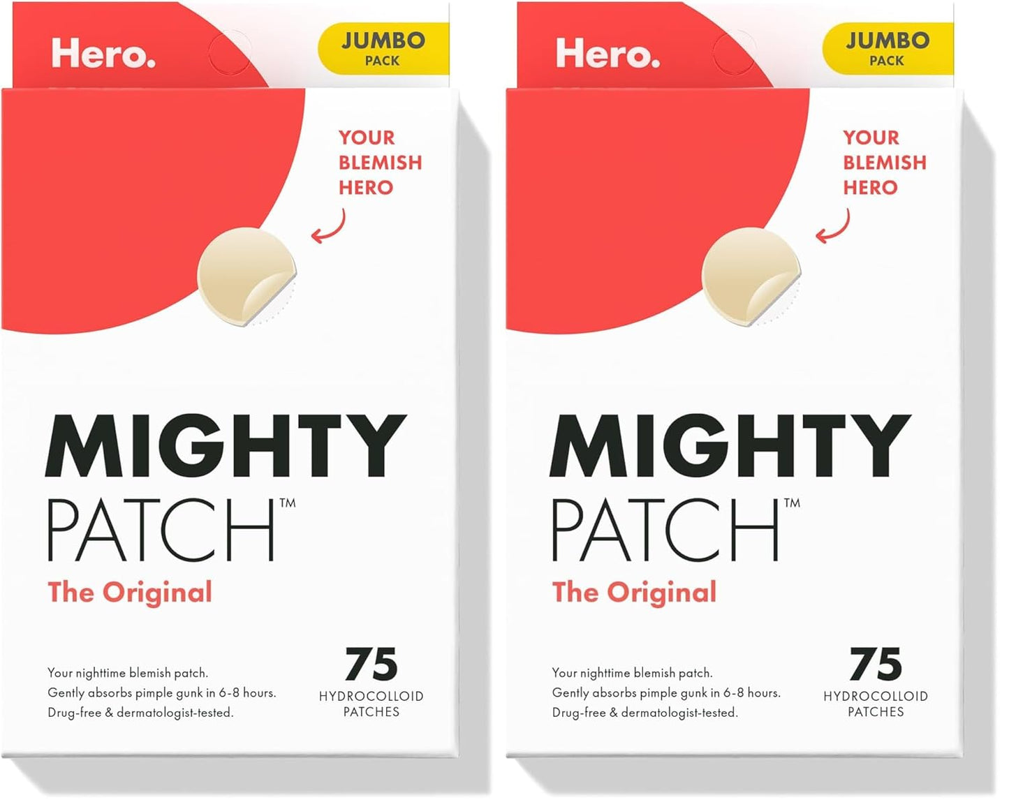 Mighty Patch Original from Hero Cosmetics - Hydrocolloid Acne Pimple Patch for Zits and Blemishes, Spot Treatment Stickers for Face and Skin, Vegan and Cruelty Free (36 Count)