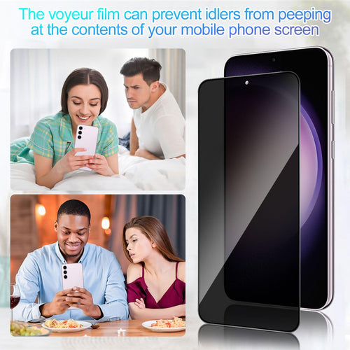 2 Pack Privacy Screen Protector for Samsung Galaxy S23 [Anti-Spy Tempered Glass] [Fingerprint Unlock Support], Anti-Scratch, Bubble-Free, Easy Install 9H Protective Glass for Galaxy S23