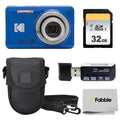 KODAK PIXPRO FZ55 16MP Digital Point & Shoot Camera, 5X Optical Zoom, 28mm Wide Angle, 1080P Full HD Video, Bundle with 32GB SD Card, Protective Case, and Hi-Speed Card Reader (Black)