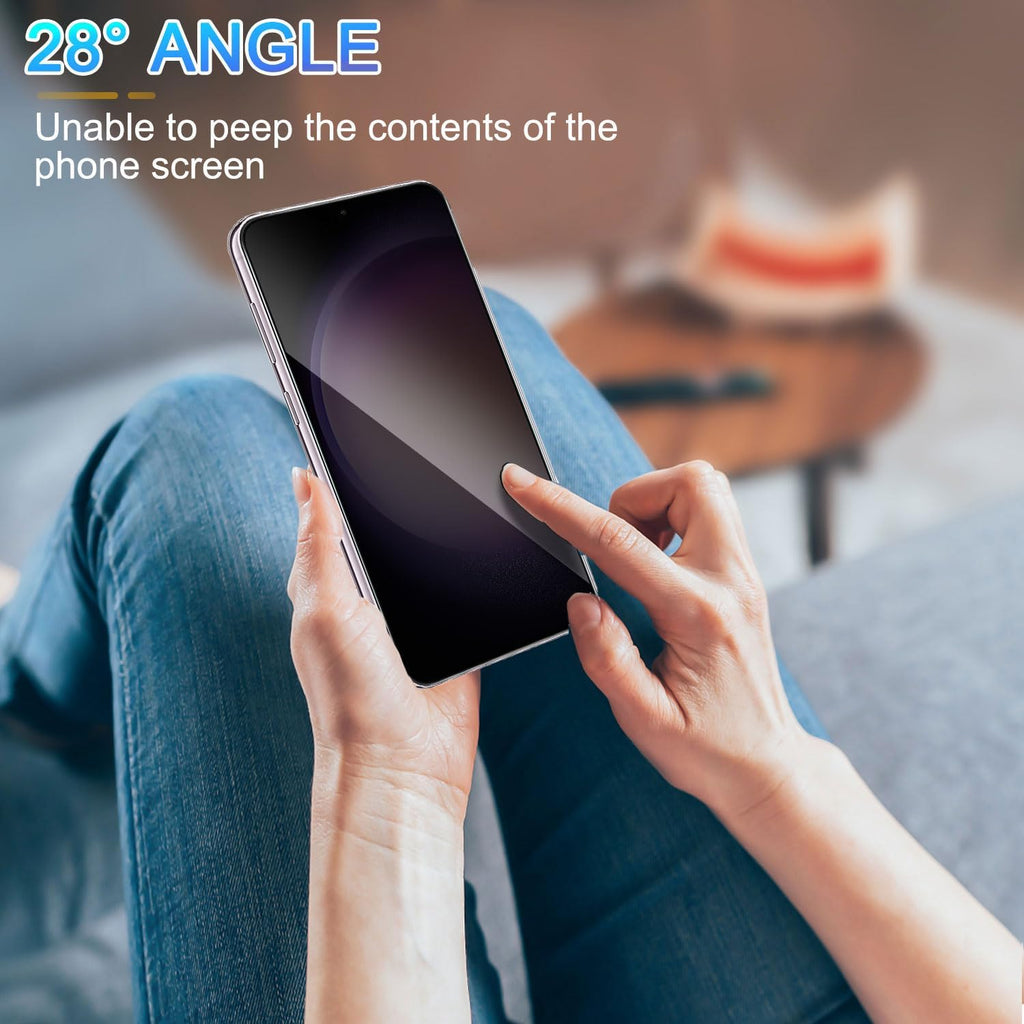 2 Pack Privacy Screen Protector for Samsung Galaxy S23 [Anti-Spy Tempered Glass] [Fingerprint Unlock Support], Anti-Scratch, Bubble-Free, Easy Install 9H Protective Glass for Galaxy S23