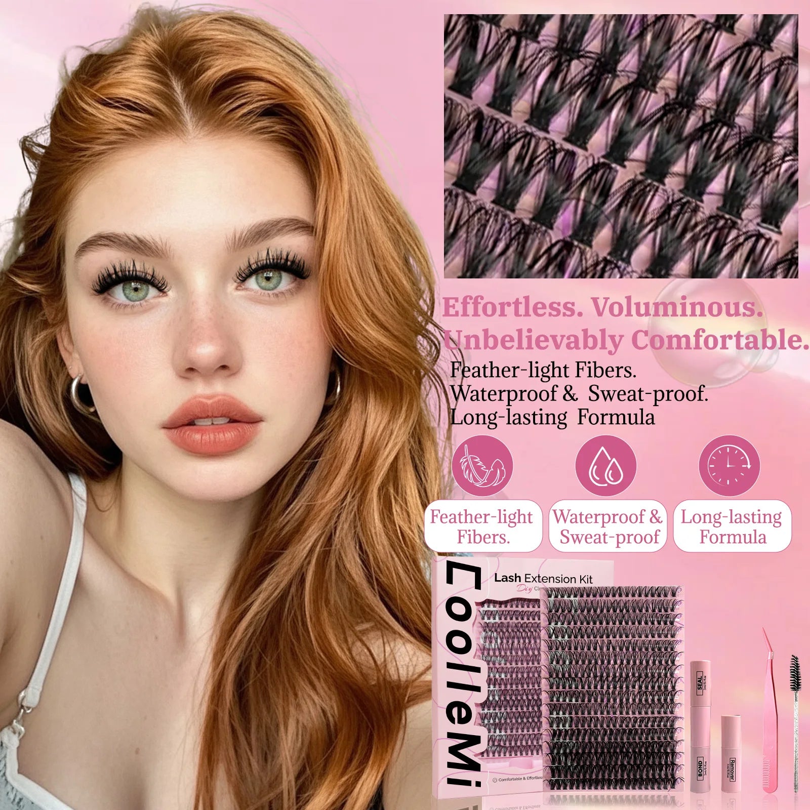 320PCS DIY Cluster Lashes Kit Fierce 60D | D Curl 10-18mm Mixed Dense Manga Lash Clusters | Heat Bonded Fox Eye Individual Lashes with Bond and Seal | Waterproof Long-Lasting Home Makeup
