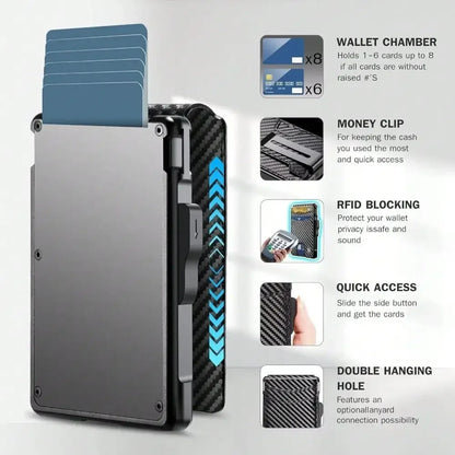 Wallet for Men, Mens Minimalist Wallet 9-13 Cards, Slim Compact Wallet with Money Clip & ID Window, RFID Blocking Smart Pop Up C