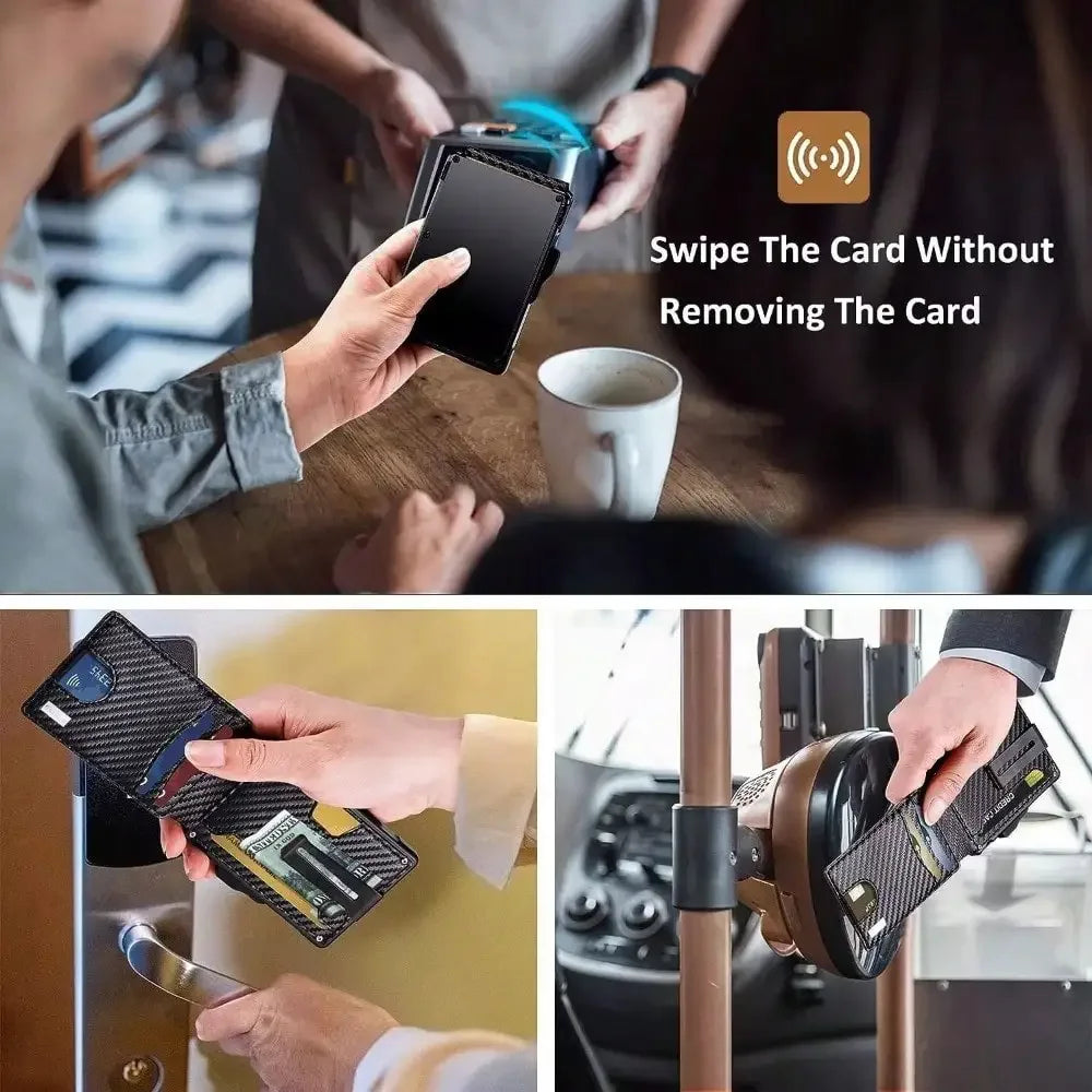 Wallet for Men, Mens Minimalist Wallet 9-13 Cards, Slim Compact Wallet with Money Clip & ID Window, RFID Blocking Smart Pop Up C