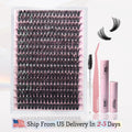 320PCS DIY Cluster Lashes Kit Fierce 60D | D Curl 10-18mm Mixed Dense Manga Lash Clusters | Heat Bonded Fox Eye Individual Lashes with Bond and Seal | Waterproof Long-Lasting Home Makeup