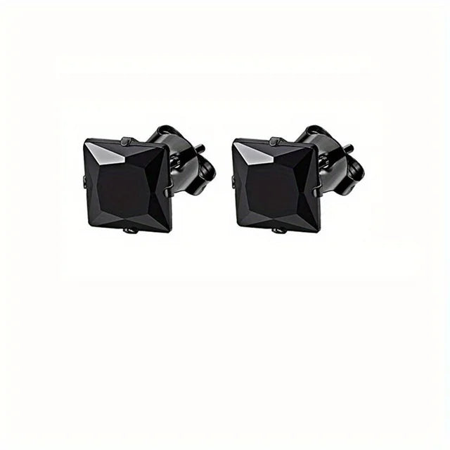 4-14 Pairs Earrings For Men, Black Earrings Mens Earrings, Stainless Steel Stud Earrings For Women Huggie Hoop Earrings Set