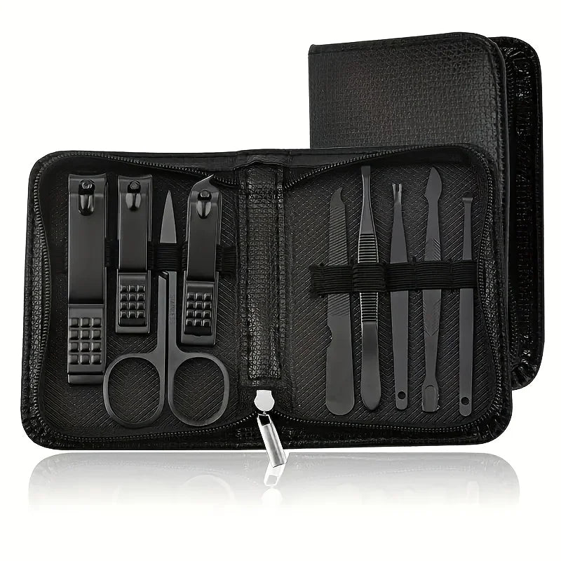 6/9pcs Professional Nail Care Kit with Travel Case Stainless Steel Nail Clipper Cuticle Plier Hand Foot Care Tools Modern Design