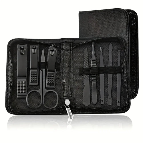 6/9pcs Professional Nail Care Kit with Travel Case Stainless Steel Nail Clipper Cuticle Plier Hand Foot Care Tools Modern Design