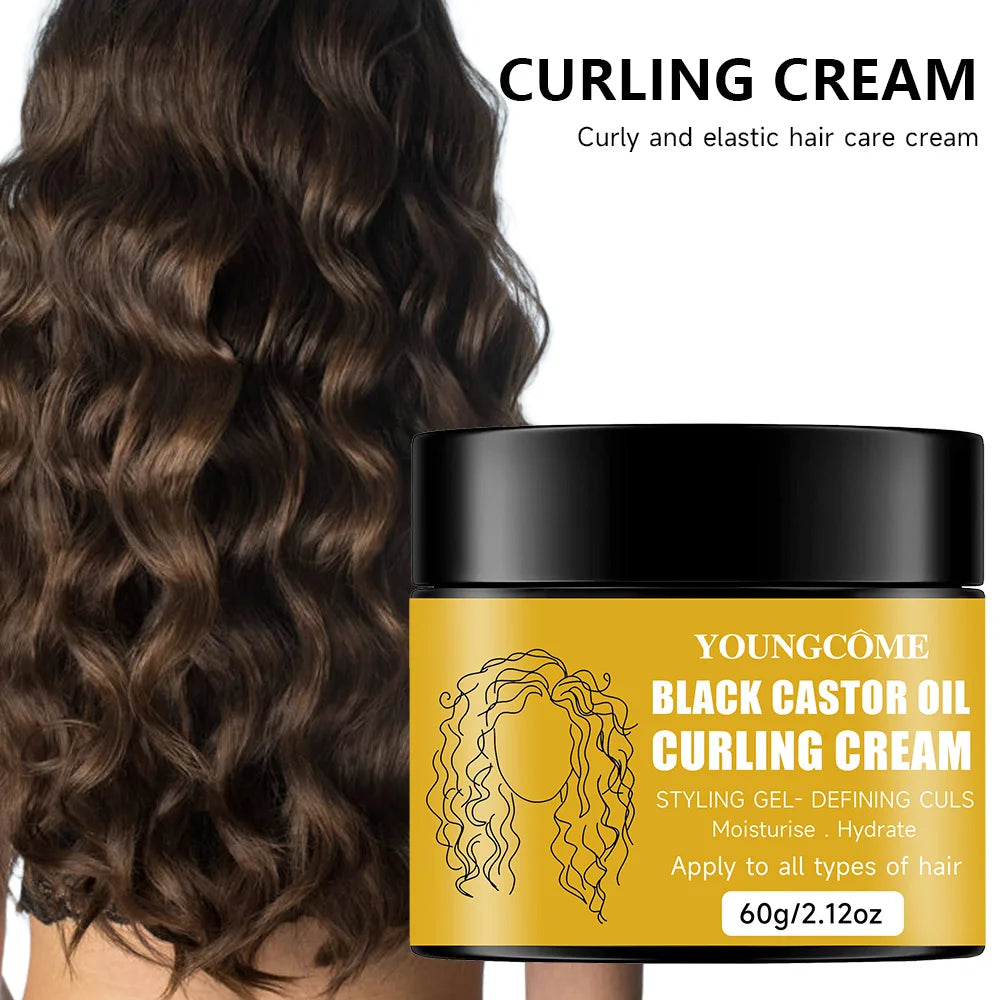 Black Castor Oil Curl Defining Cream Non-stick Hydrates & eliminates frizz, Hair-Smoothing Anti-Frizz Cream to Define new