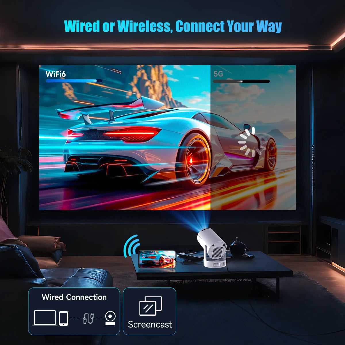 Magcubic 8K Wifi6 Projector 290ANSI Android 14 Dual WIFI Allwinner H726 BT5.0 1280*720P Home Cinema Outdoor portable HY300 Pro +