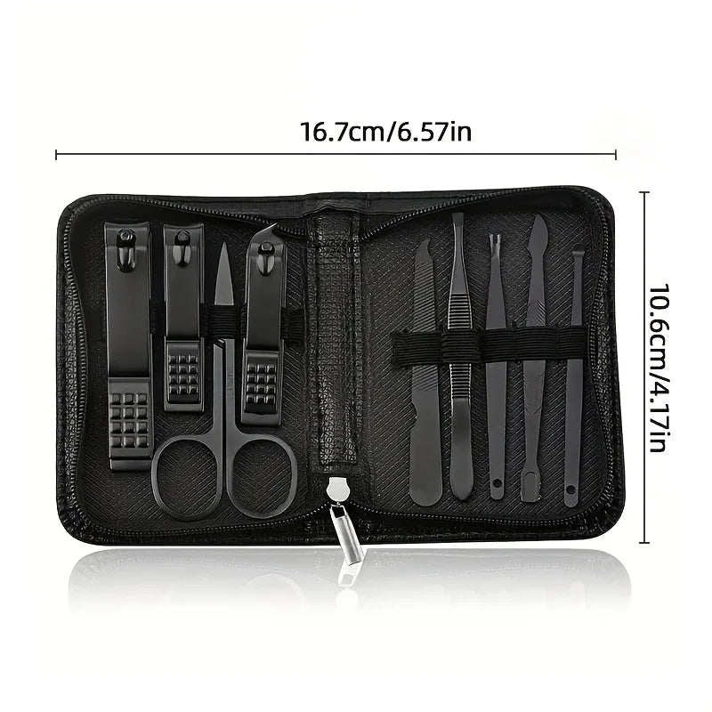 6/9pcs Professional Nail Care Kit with Travel Case Stainless Steel Nail Clipper Cuticle Plier Hand Foot Care Tools Modern Design
