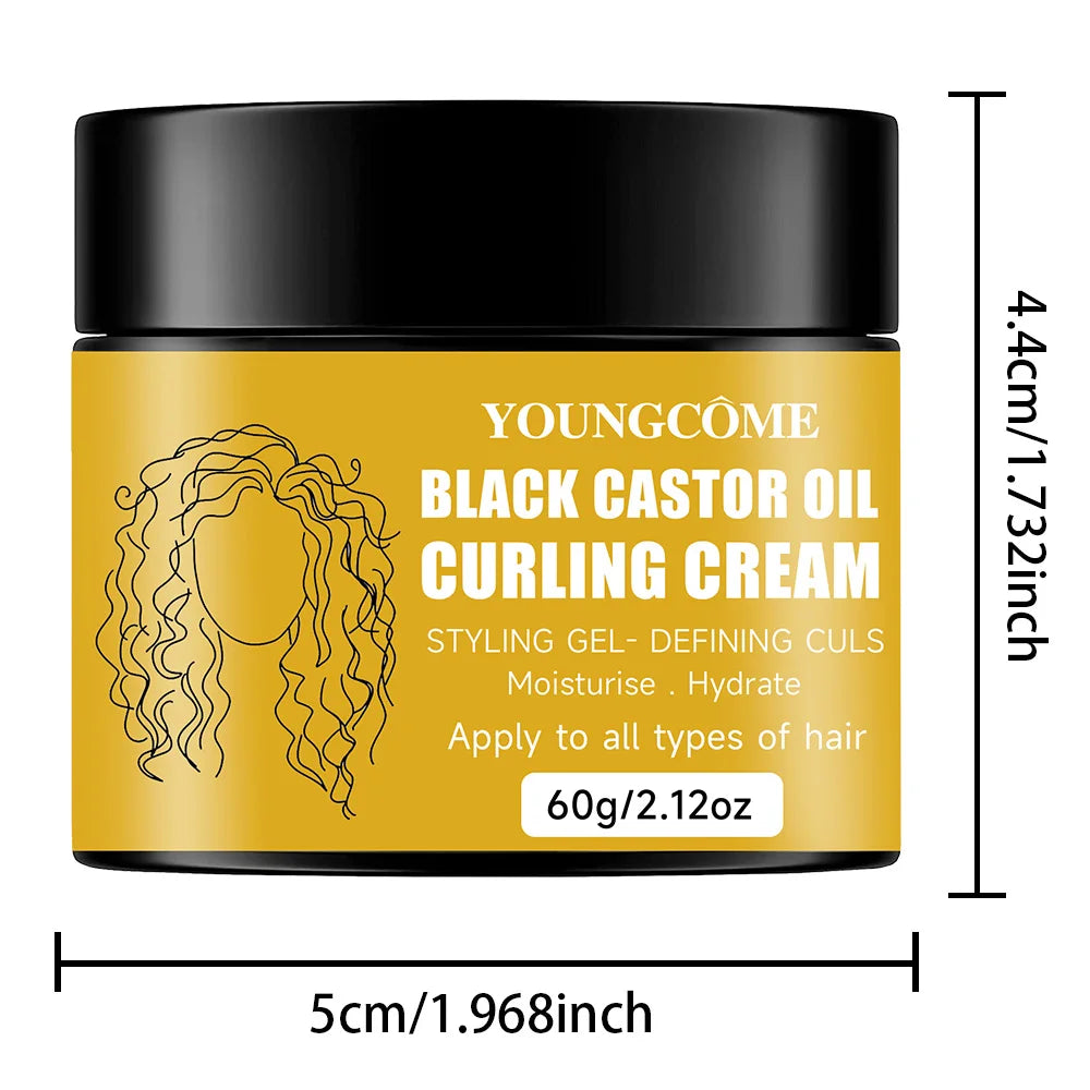 Black Castor Oil Curl Defining Cream Non-stick Hydrates & eliminates frizz, Hair-Smoothing Anti-Frizz Cream to Define new