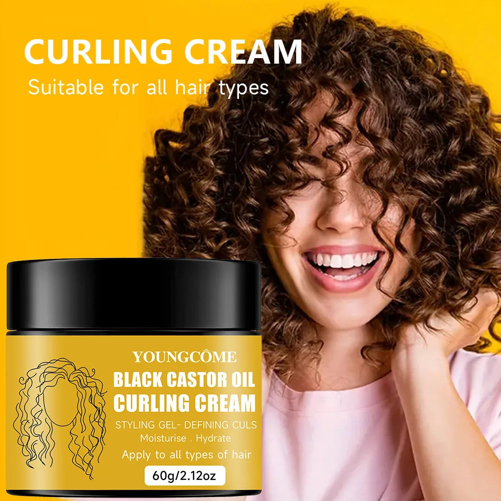 Black Castor Oil Curl Defining Cream Non-stick Hydrates & eliminates frizz, Hair-Smoothing Anti-Frizz Cream to Define new