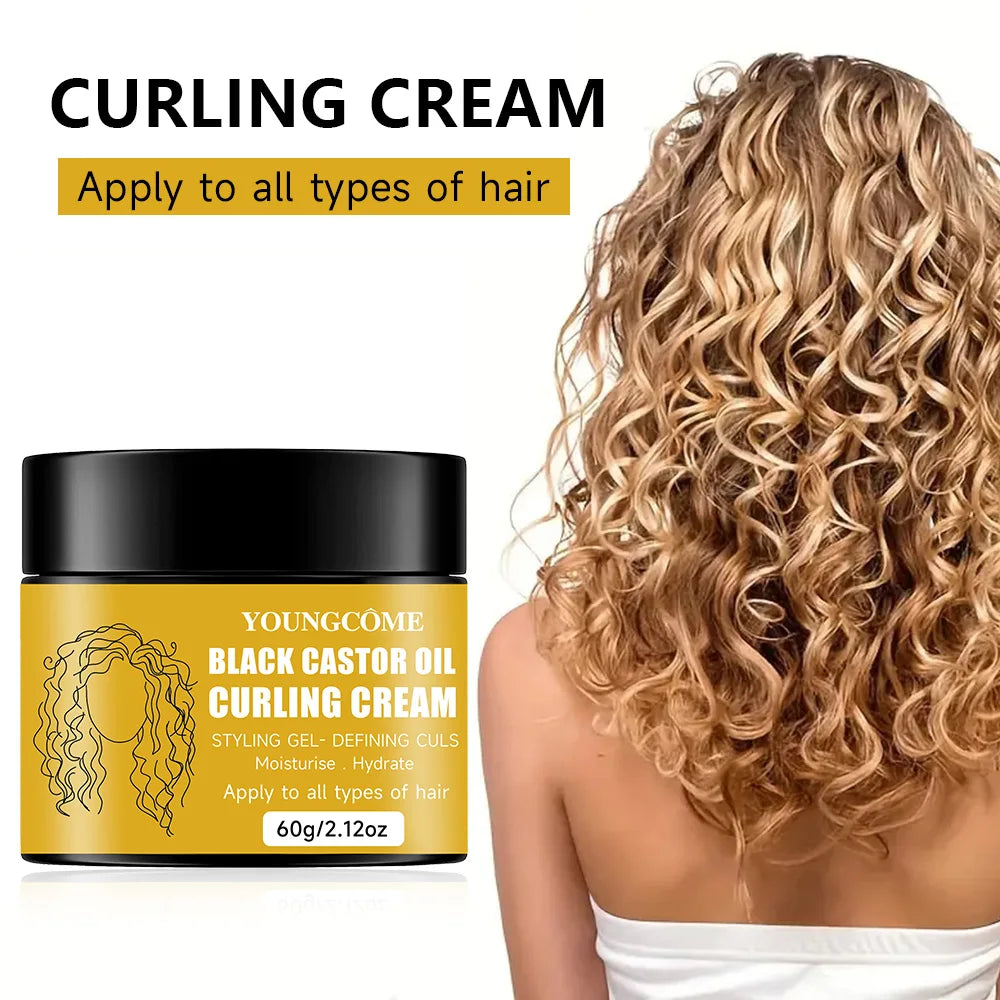 Black Castor Oil Curl Defining Cream Non-stick Hydrates & eliminates frizz, Hair-Smoothing Anti-Frizz Cream to Define new
