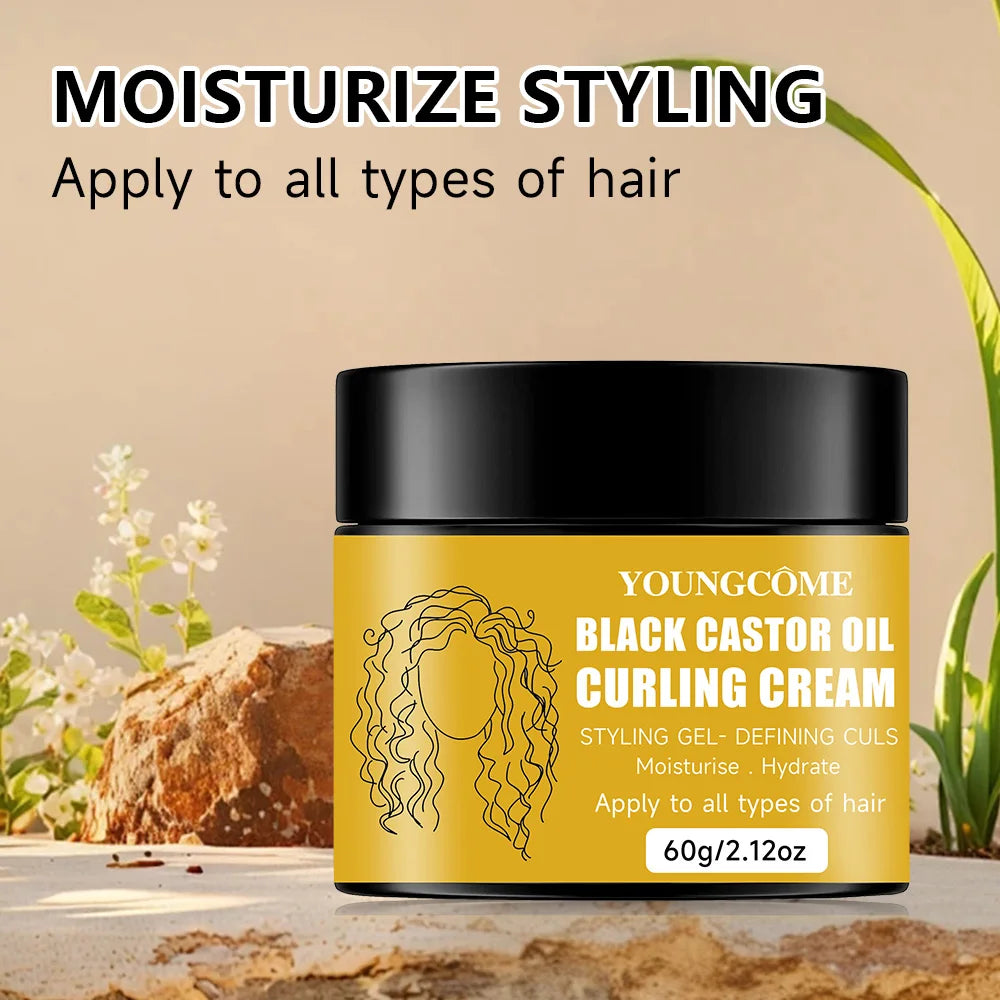 Black Castor Oil Curl Defining Cream Non-stick Hydrates & eliminates frizz, Hair-Smoothing Anti-Frizz Cream to Define new