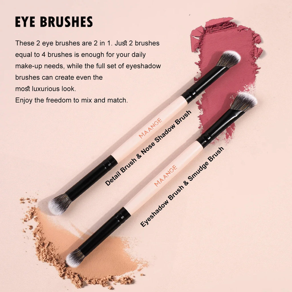 MAANGE 6pcs Makeup Brushes Set Double Head Foundation Brush Concealer Brush Blending Eyeshadow Brushes Set Portable Beauty Tools