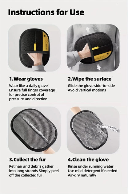 Large Size Pet Hair Removal Gloves, Static Cat Grooming Gloves, Polypropylene Fur Dander Remover for Dogs Cats