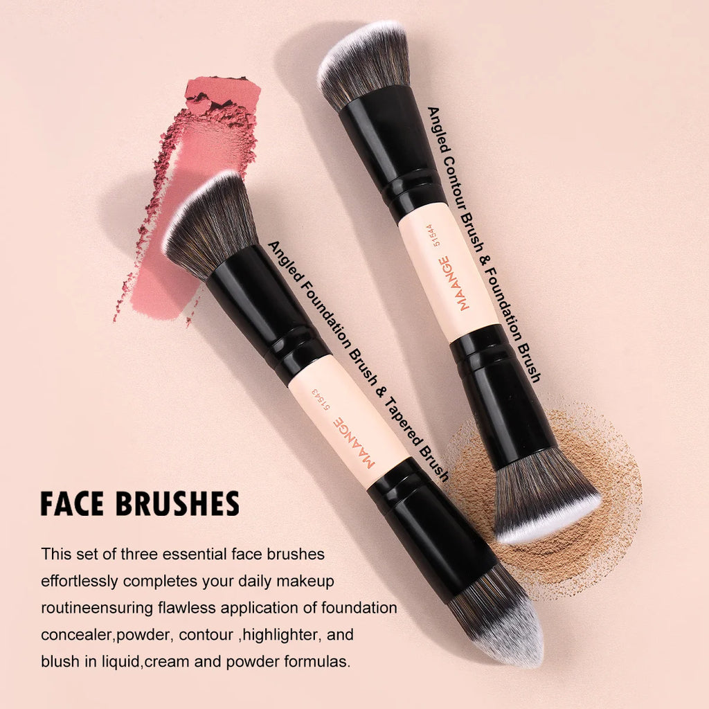 MAANGE 6pcs Makeup Brushes Set Double Head Foundation Brush Concealer Brush Blending Eyeshadow Brushes Set Portable Beauty Tools