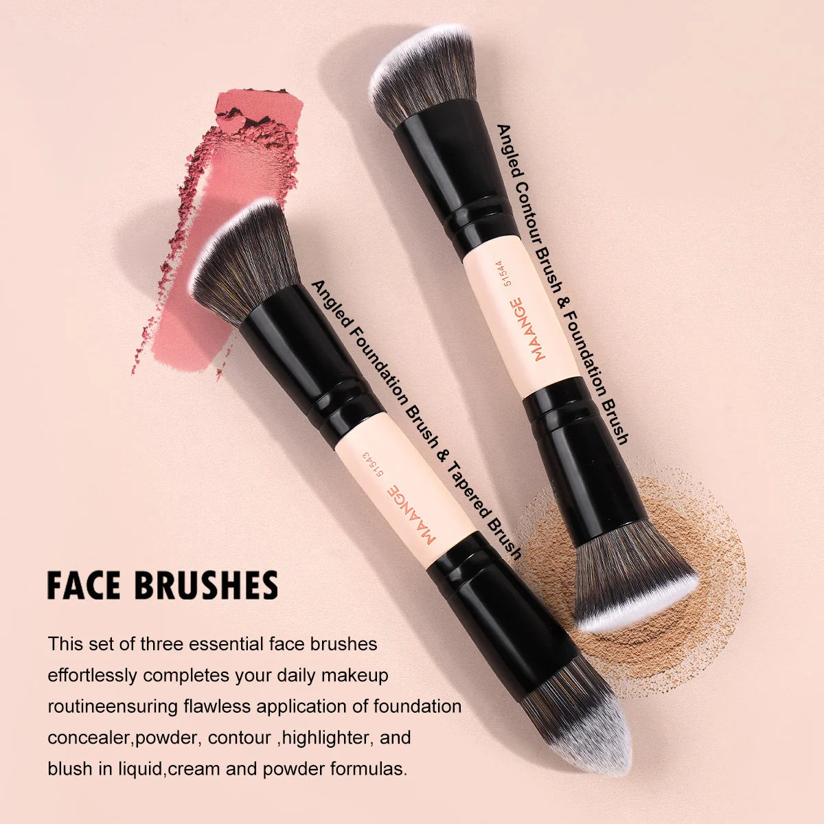 MAANGE 6pcs Makeup Brushes Set Double Head Foundation Brush Concealer Brush Blending Eyeshadow Brushes Set Portable Beauty Tools