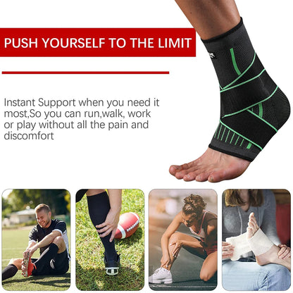 1 Pcs Ankle Brace Compression Sleeve, Adjustable Ankle Support Strap for Sprained, Plantar Fasciitis, Injury Recovery, Running