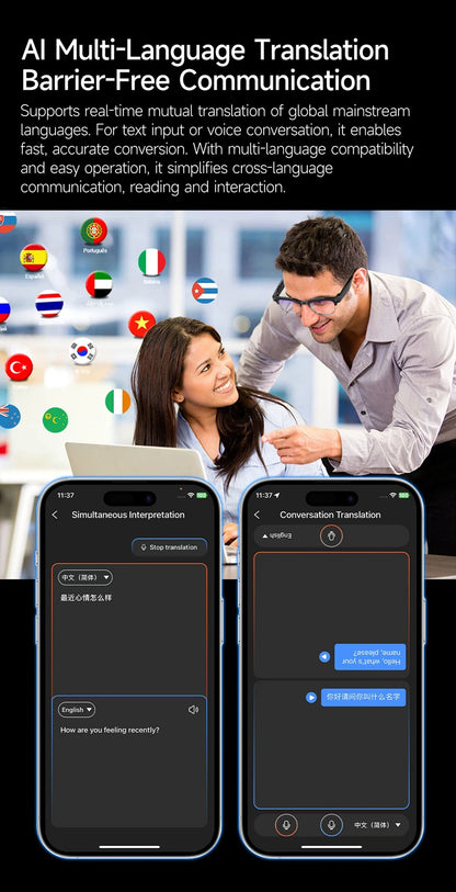 4K HD Upgrade Smart Glasses With Camera Video Recording AI Photo Recognition Bluetooth Call Translation Voice Sunglasses Men