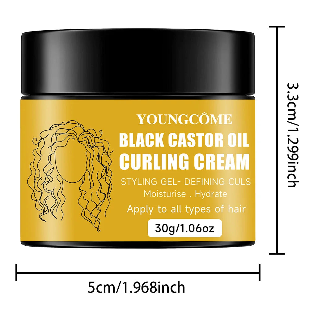 Black Castor Oil Curl Defining Cream Non-stick Hydrates & eliminates frizz, Hair-Smoothing Anti-Frizz Cream to Define new